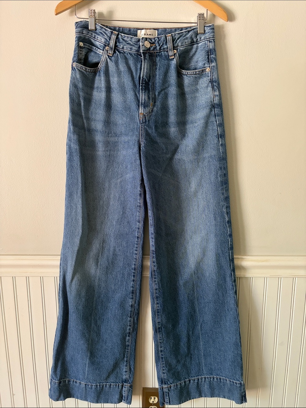 Frame Denim Wide Leg Trouser Jeans 100% Cotton 32” Inseam
